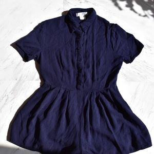 Urban Outfitters Blue Button-Up Collared Romper